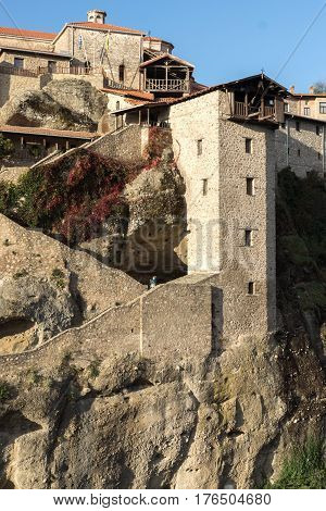 Amazing panorama of Holy Monastery of Great Meteoron in Meteora, Thessaly, Greece
