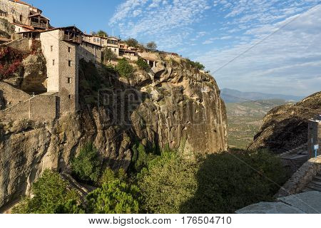 Amazing panorama of Holy Monastery of Great Meteoron in Meteora, Thessaly, Greece