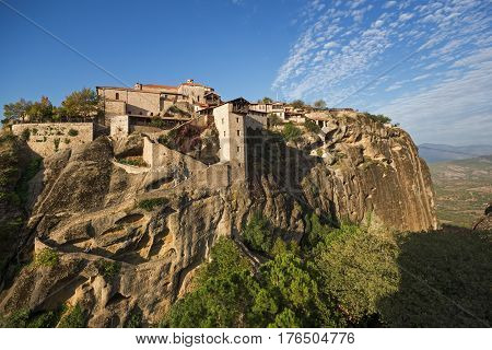 Amazing panorama of Holy Monastery of Great Meteoron in Meteora, Thessaly, Greece