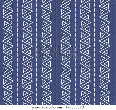 Seamless vertical etno texture pattern. Repeating geometric tiles from striped triangles