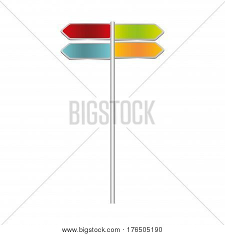 colorful metallic multidirection road signs set vector illustration