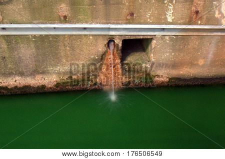 Water Pouring into Green Chicago River Saint Patrick's Day