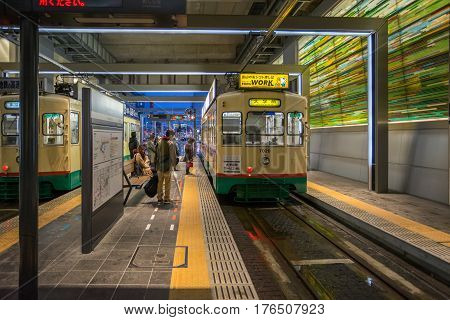 TOYAMA JAPAN - FEB 13, 2017: Many people using 
