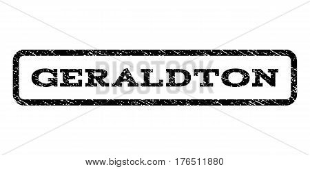 Geraldton watermark stamp. Text caption inside rounded rectangle with grunge design style. Rubber seal stamp with dust texture. Vector black ink imprint on a white background.