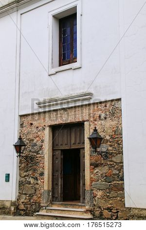 Doorway Of Basilica Of The Holy Sacrament In Colonia Del Sacramento, Uruguay