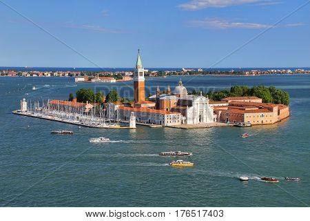 Aerial View Of San Giorgio Maggiore Island In Venice, Italy