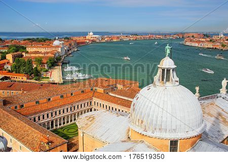 View Of The Dome Of San Giorgio Maggiore Church And Giudecca Canal In Venice, Italy