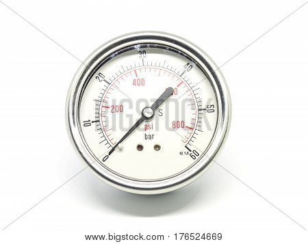 Closeup Of A High Pressure Manometer On White Background.
