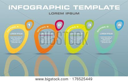 Modern infographics options template vector with colorful elipse on grey background. Can be used for web design, brochure, presentations and workflow layout.
