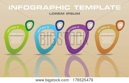Modern infographics options template vector with colorful elipse on light brown background. Can be used for web design, brochure, presentations and workflow layout.
