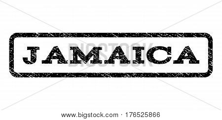 Jamaica watermark stamp. Text caption inside rounded rectangle with grunge design style. Rubber seal stamp with unclean texture. Vector black ink imprint on a white background.