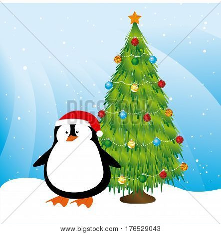 Merry christmas design over blue background, vector illustration