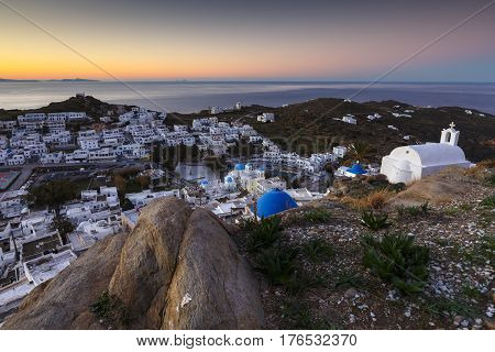 CHORA, GREECE - JANUARY 13, 2017: View of Chora village on Ios island, Greece on January 13, 2017.