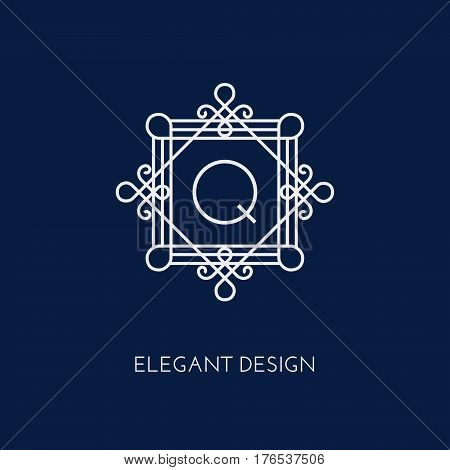 Simple and elegant monogram design template with letter Q. Vector illustration.
