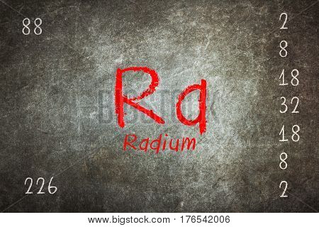 Isolated Blackboard With Periodic Table, Radium