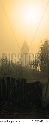 GOMEL BELARUS - March 8 2017: Church of St. Nicholas the Wonderworker in the misty morning