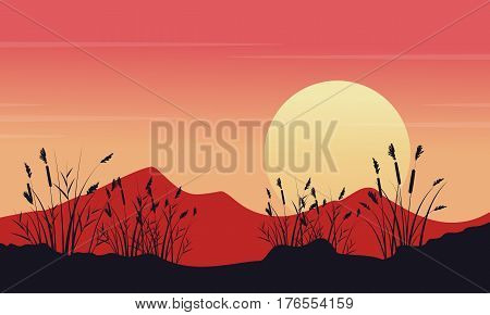 At morning mounatin landscape silhouettes vector art