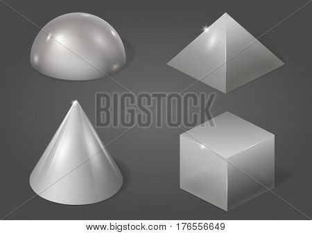 Set of different metal shapes. Vector graphics