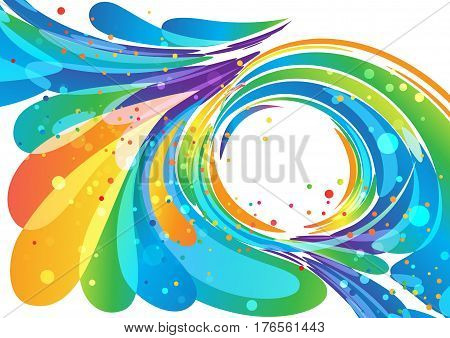 Abstract multicolored circle frame element on white