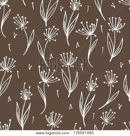 doodle floral pattern.It consists of stylized plants such as dill or Pasternak