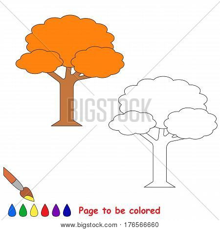 Autumn Tree to be colored. Coloring book to educate preschool kids with easy kid educational gaming and primary education of simple game level of difficulty.