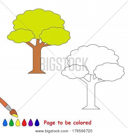 Tree to be colored. Coloring book to educate preschool kids with easy kid educational gaming and primary education of simple game level of difficulty.