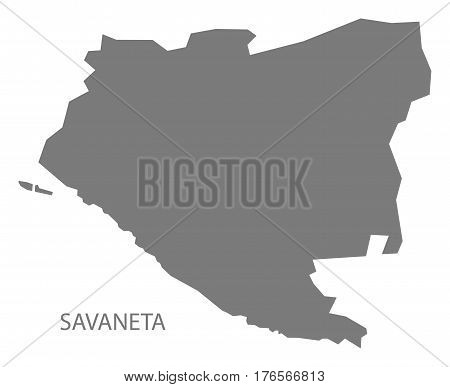 Savaneta Aruba Region Map Grey Illustration Silhouette