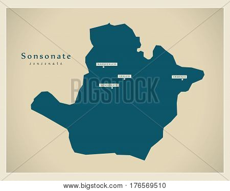 Modern Map - Sonsonate Sv Illustration Silhouette