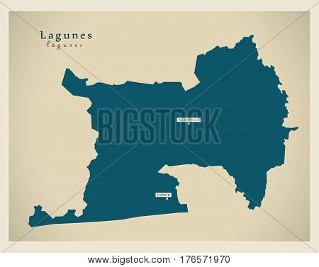 Modern Map - Lagunes Ci Illustration Silhouette