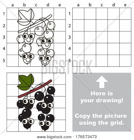 Copy the picture using grid lines. Easy educational kid game. Simple level of difficulty.Copy the Black Currant.