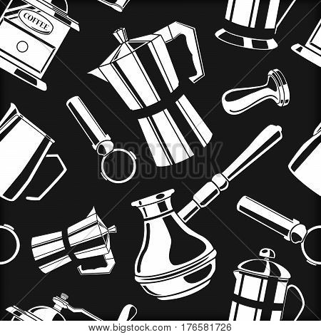 Seamless pattern background with coffee tools vector illustration