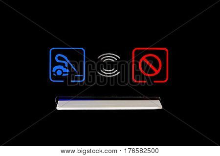 Black touch panel for vacuum service order and cancel option with slot for access card inserting