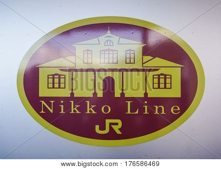 Jr Nikko Line Logo At The Station In Nikko, Japan