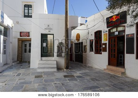 CHORA< GREECE - JANUARY13, 2017: View of Chora village on Ios island, Greece on January 13, 2017.