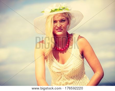 Portrait Of Beautiful Woman During Summer