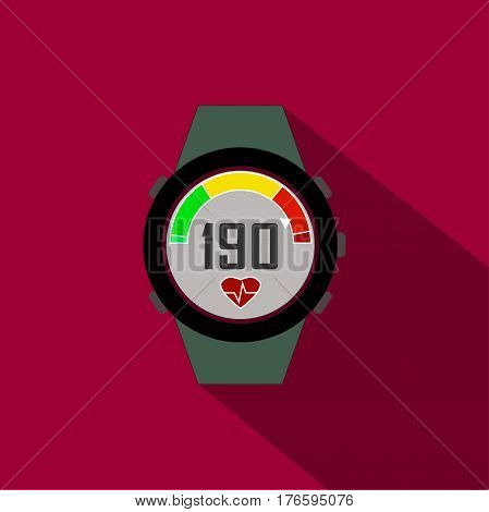 fitness watch with heart rate monitor. Flat Style