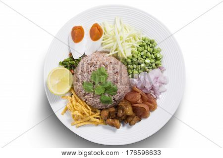 Thai food shrimp paste fried rice, Khao Kluk Kapi