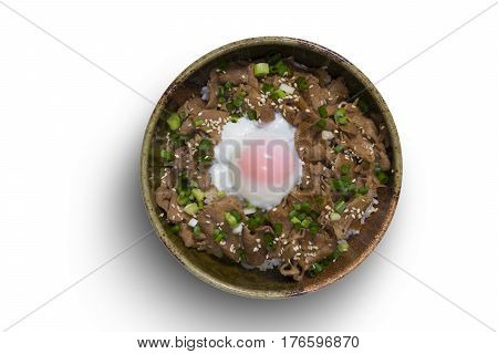 Japanese food rice with slice pork and egg, Butadon