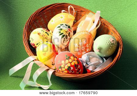 uova di Pasqua nel cestino