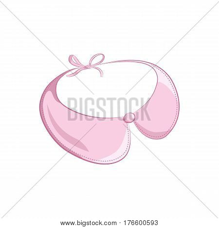 Elegant detachable collar with strings. Elegant accessory. The pink object isolated on white background. Vector illustration in hand drawing style for your design. EPS10 format.