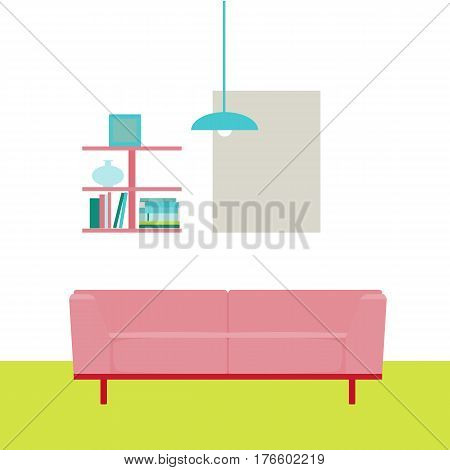 Vector illustration. The interior of the room. Living room with a sofa. Flat style.