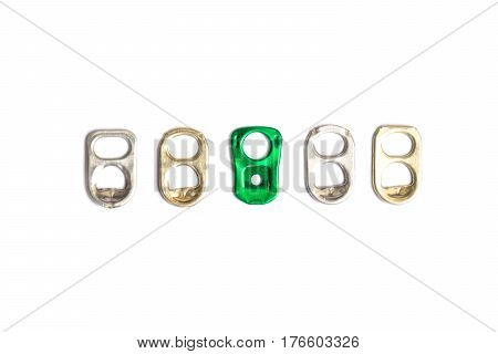 Ring pull of aluminum on white background