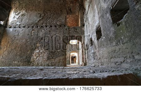 Room Of The Ruins Of An Ancient Fortess Used By Soldiers During