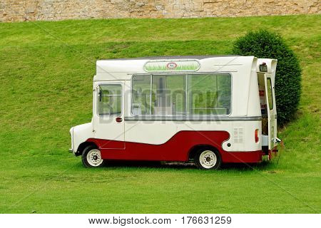 Lincoln Uk - July 1 2016: Thaymar Diary Ice Cream Van. It Has Been Made At Haughton Park Farm Since 