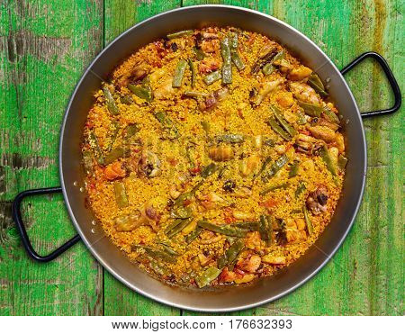 Paella from Spain chicken and rabbit rice recipe from Valencia