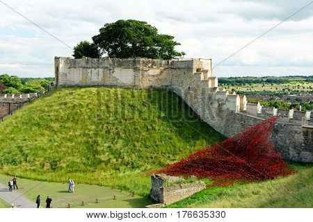 Poppies Wave Sculpture At Lincoln Castle, Lincoln, England.