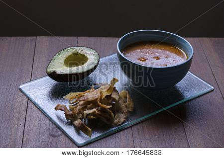 One of the traditional latin food, Azteca Soup