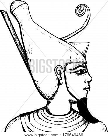 Outlined View Of Egyptian God Atum