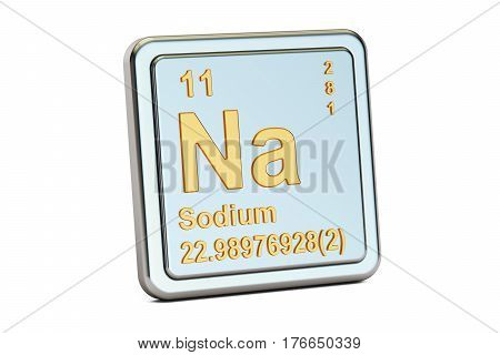 Sodium Na chemical element sign. 3D rendering isolated on white background