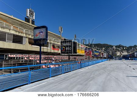 Rio de Janeiro, Brazil - February 15, 2017: Marques de Sapucai Sambadrome is getting ready for the carnival party.